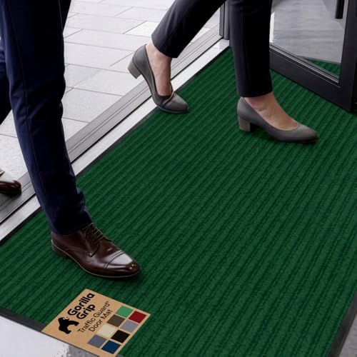 GORILLA GRIP Traffic Guard Indoor Outdoor Heavy Duty Door Mat, 60x36 Green by GorillaGrip