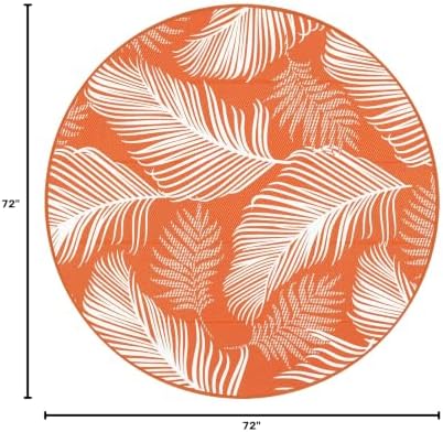 Pauwer Waterproof Outdoor Rug 6ft, Plastic Straw Patio Rug, Leaf Orange - Image 2