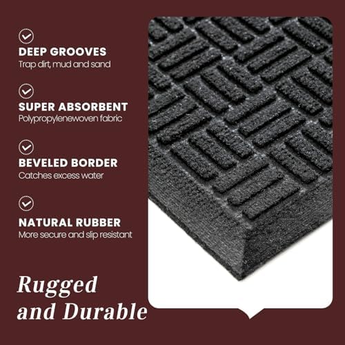 Mibao Front Door Mat Outside Entrance, Heavy Duty Welcome Mat, Stain and Fade - Image 4