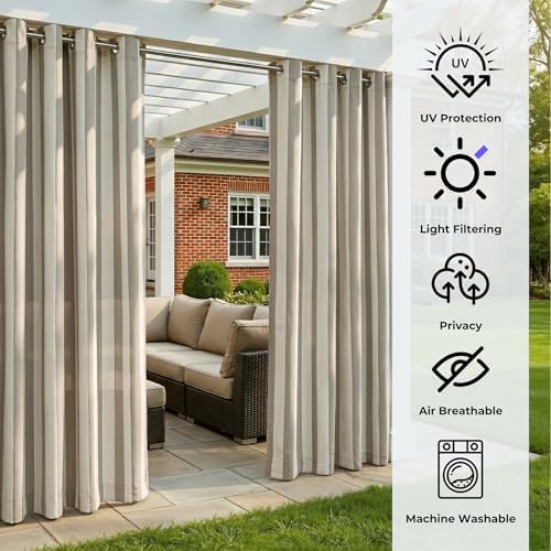 2 Panels Outdoor Stripe Curtains - Image 4