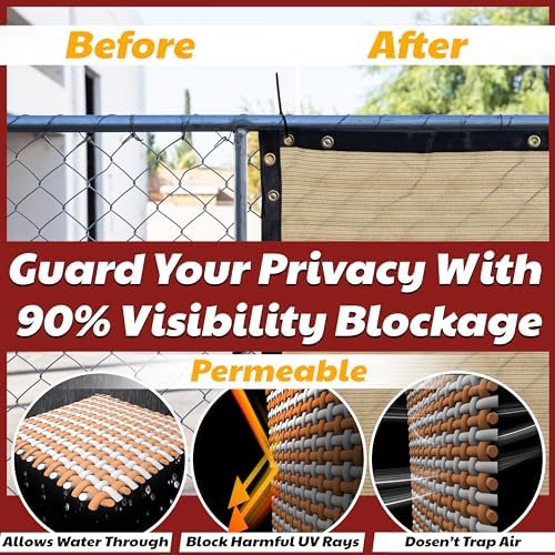 Amgo 6' x 20' Beige Fence Privacy Screen, 90% Blockage - Image 4