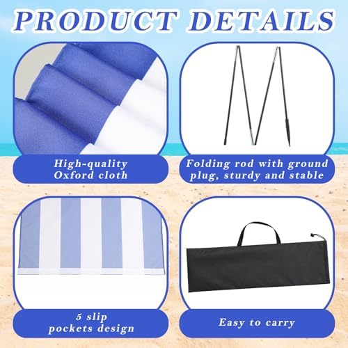 25 x 4 FT Beach Wind Screen Long Blue White Privacy Screen - Image 3