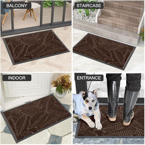 Colorxy Waterproof Front Doormat, Sturdy Natural Rubber Door Mat - Image 6