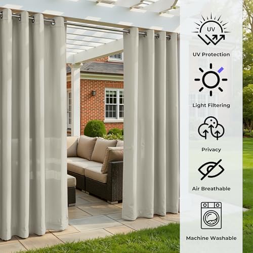 Set of 6 Outdoor Curtains for Patio Waterproof, Breathable Grommet Panels for - Image 4