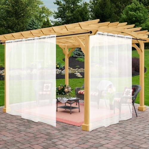 Outdoor Sheer Curtains for Patio Waterproof, 2 Panels Rod Pocket Indoor/Outdoor by Awnmeow