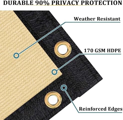 Shade&Beyond 4'x34' Sand Privacy Screen Fence Cover 170 GSM Fencing Mesh Fence - Image 2