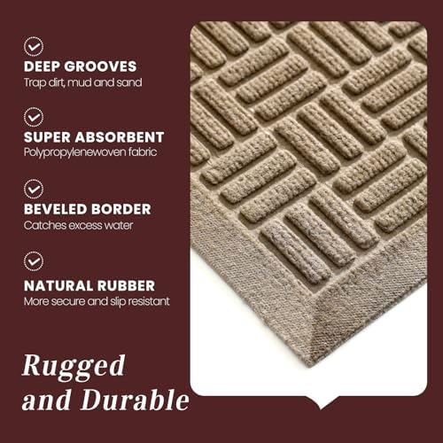 Mibao Front Door Mat Outside Entrance, Heavy Duty Welcome Mat, Stain and Fade - Image 3