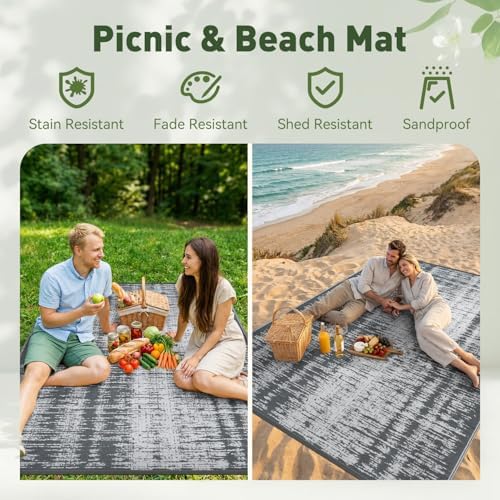 MontVoo Outdoor Rug Waterproof 6x9 ft Outdoor Carpet Patio Rug Mat Reversible - Image 4