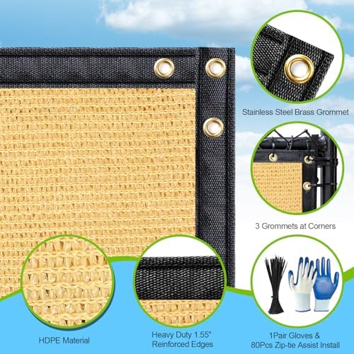Privacy Fence Screen, with Gloves, 6X50FT Heavy Duty 220GSM 98% Blockage - Image 4