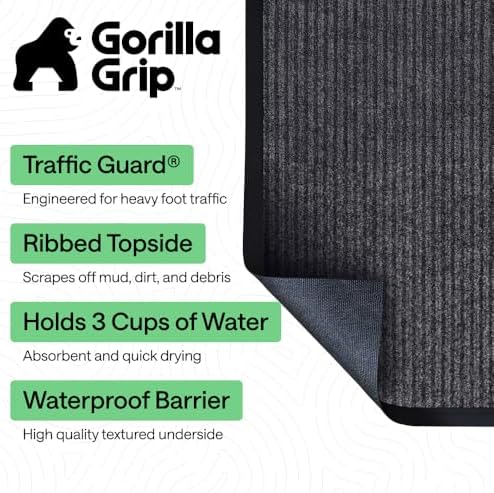 GORILLA GRIP Traffic Guard Indoor Outdoor Heavy Duty Door Mat, 35x23 Gray - Image 2