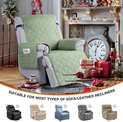 VANSOFY 100% Waterproof Recliner Chair Covers Washable, Light Green - Image 4