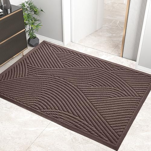 HIYARD Sturdy Front Door Mat, Absorbent Muddy Dirt Resist Welcome Door Mats by HIYARD