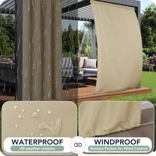 Outdoor Curtains for Patio Waterproof, 8 Panels, Rod Pocket - Image 2
