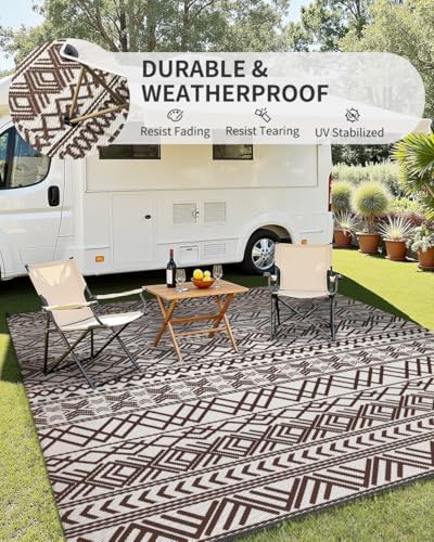 MontVoo-Outdoor Rug Carpet Waterproof 6x9 ft Reversible Patio Rug RV Camping - Image 3