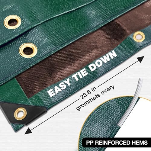 Winpull Tarp 16x16FT Green, 16 Mil Heavy Duty Waterproof Tarp, Tarp Waterproof - Image 5