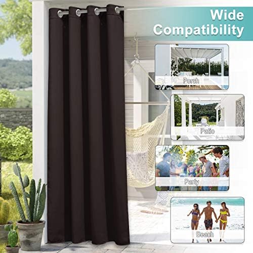 NICETOWN Waterproof Outdoor Curtain, 1 Piece, W66 x L84 inch, Toffee Brown - Image 5