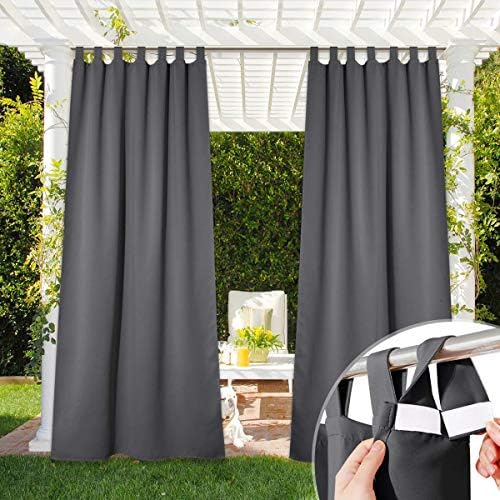 NICETOWN Outdoor Curtain for Patio Waterproof 95 inch Length, Sticky Tab Top by NICETOWN
