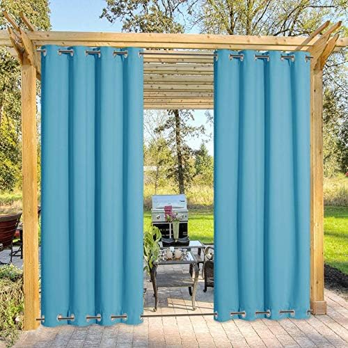 NICETOWN 2 Panels Weighted Outdoor Curtains 84 inch Long, Stainless Grommet Top by NICETOWN