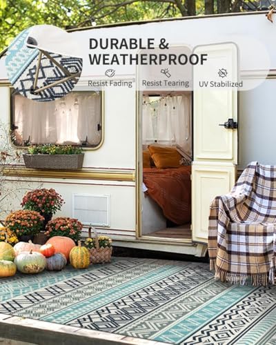 MontVoo Outdoor Rug Carpet Waterproof-Patio Rug Mat 10x14 Reversible RV Outdoor - Image 4