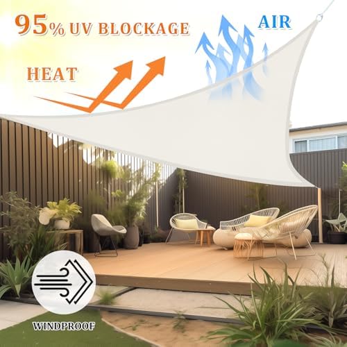 Shade&Beyond 13'X13'X13' Sun Shade Sail Cream Triangle - Image 2