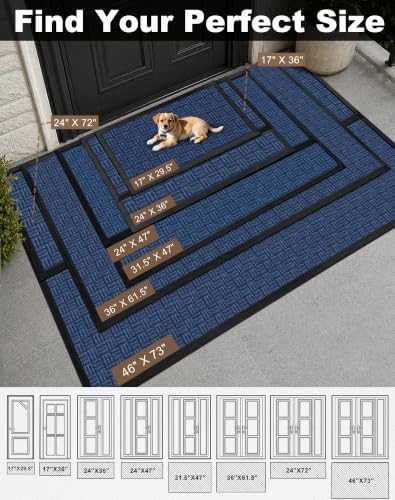Mibao Front Door Mat Outdoor Entrance, Waterproof Dirt Trapper Doormat - Image 2