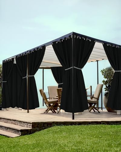 Grommet Outdoor Curtains for Patio Waterproof 8 Pcs 54x84 In Black by HolidayIdeas