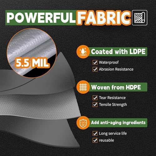 RAINDEWAY Tarps 5x7Ft 5.5 Mil Waterproof Protective Poly Tarp Cover - Image 3