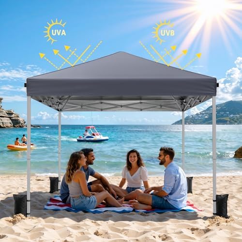 10x10 Pop Up Canopy Tent with One-Push Center Lock, Dark Gray - Image 5