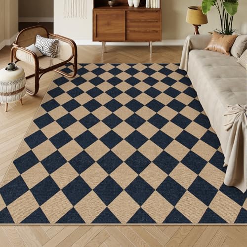 Lahome Checkered Easy Jute Outdoor Patio Rug, 6x9 Living Room Rugs Washable by Lahome