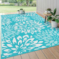 HEBE Waterproof Outdoor Rug 6'x9', Floral Reversible Plastic Patio Rug by HEBE