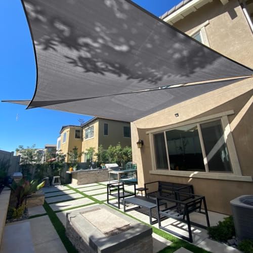 SUNLAX Sun Shade Sail 15' x 15' x 15' Dark Grey Rectangle Canopy Sail Shade by SUNLAX