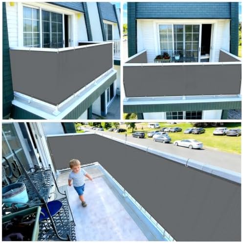 COOLBOYS Customized 2.5'x24' Dark Grey Balcony Privacy Screen Fence Cover - Image 6
