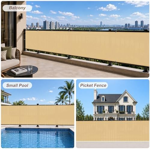 SUNNY GUARD 3.3'x 19.7' Balcony Privacy Screen, HDPE Patio Railing Cover Fence - Image 5