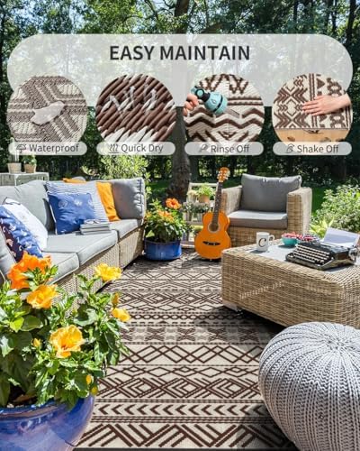 MontVoo Outdoor Rug 8x10 Waterproof Outdoor Patio Rug Mat Reverisble Plastic - Image 2