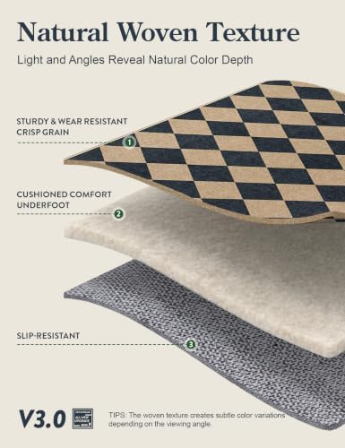 Lahome Checkered Easy Jute 5x7 Area Rugs, Washable Outdoor Patio Rug - Image 4