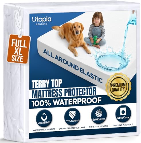 Waterproof Full XL Size Mattress Protector fits Upto 15" Deep Pocket by UTOPIABEDDING