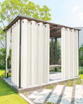 Striped Outdoor Curtains for Patio Waterproof Weatherproof, Cream and White by BABE+MAPS