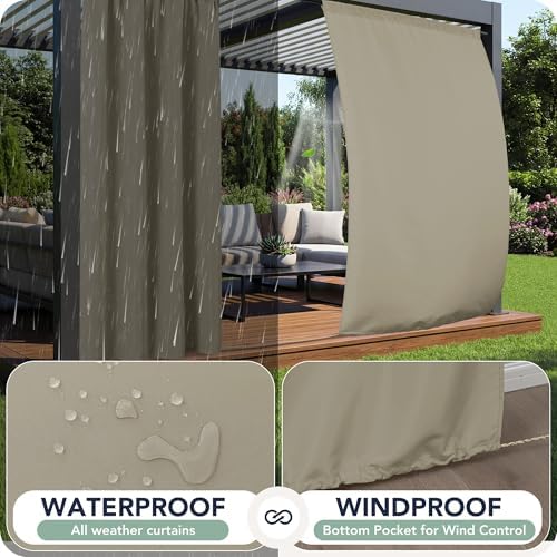 Outdoor Curtains for Patio Waterproof, 8 Panels, Rod Pocket - Image 2
