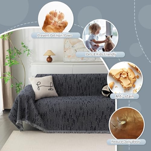 MYSKY HOME Loveseat Cover Navy Couch Cover Sectional Couch Covers - Image 3