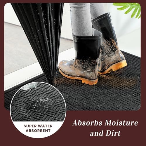 Mibao Front Door Mat Outside Entrance, Heavy Duty Welcome Mat, Stain and Fade - Image 2