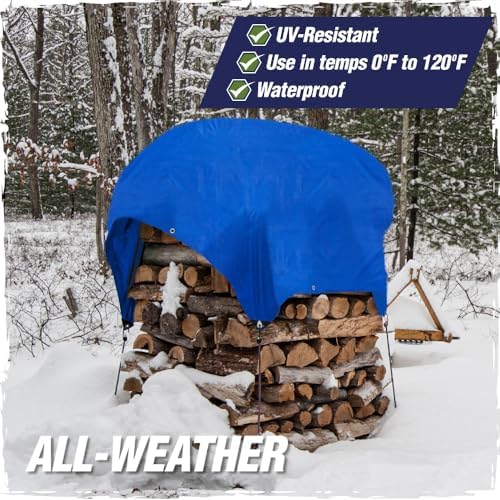 RUGGED RHINO Heavy Duty Waterproof Tarp, Reinforced Corners 2 Pk 15x15 Blue - Image 3