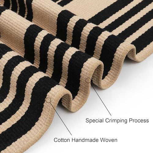 Striped Fall Outdoor Rug 5'x7', Washable Cotton Hand Woven Patio Rug - Image 3