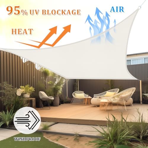 Shade&Beyond 7'X12' Sun Shade Sail Cream Rectangle - Image 2
