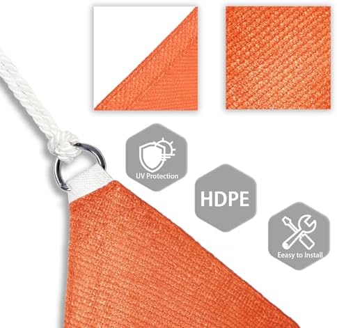 Patio Paradise 5' x 5' x 5' Sun Shade Sail Triangle Canopy Shade Cloth Fabric - Image 3