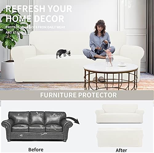 Easy-Going Stretch Oversized Loveseat Couch Covers Washable Cream - Image 4
