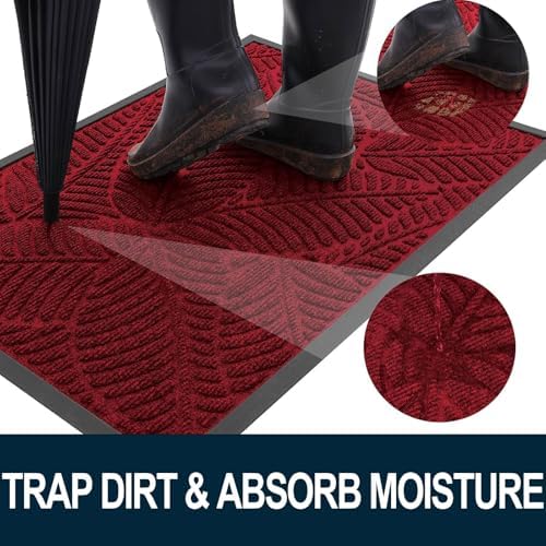 Colorxy Waterproof Front Doormat, Sturdy Natural Rubber Door Mat - Image 2