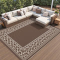 GENIMO Outdoor Rug Waterproof for Patio, Outside Area Mat for Rv, Coffee & Beige by GENIMO