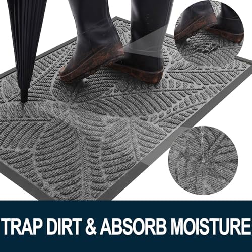 Colorxy Waterproof Front Doormat, Sturdy Natural Rubber Door Mat - Image 2