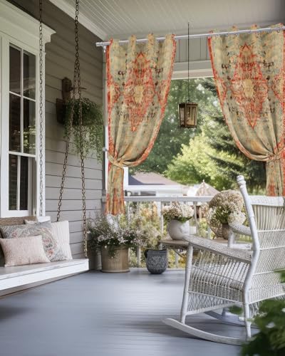Boho Outdoor Curtains for Patio Waterproof, Grommet Privacy Curtain Drapes - Image 4