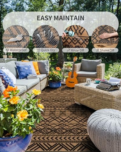 MontVoo-Outdoor Rug Carpet Waterproof 5x8 ft Reversible Patio Rug RV Camping - Image 2